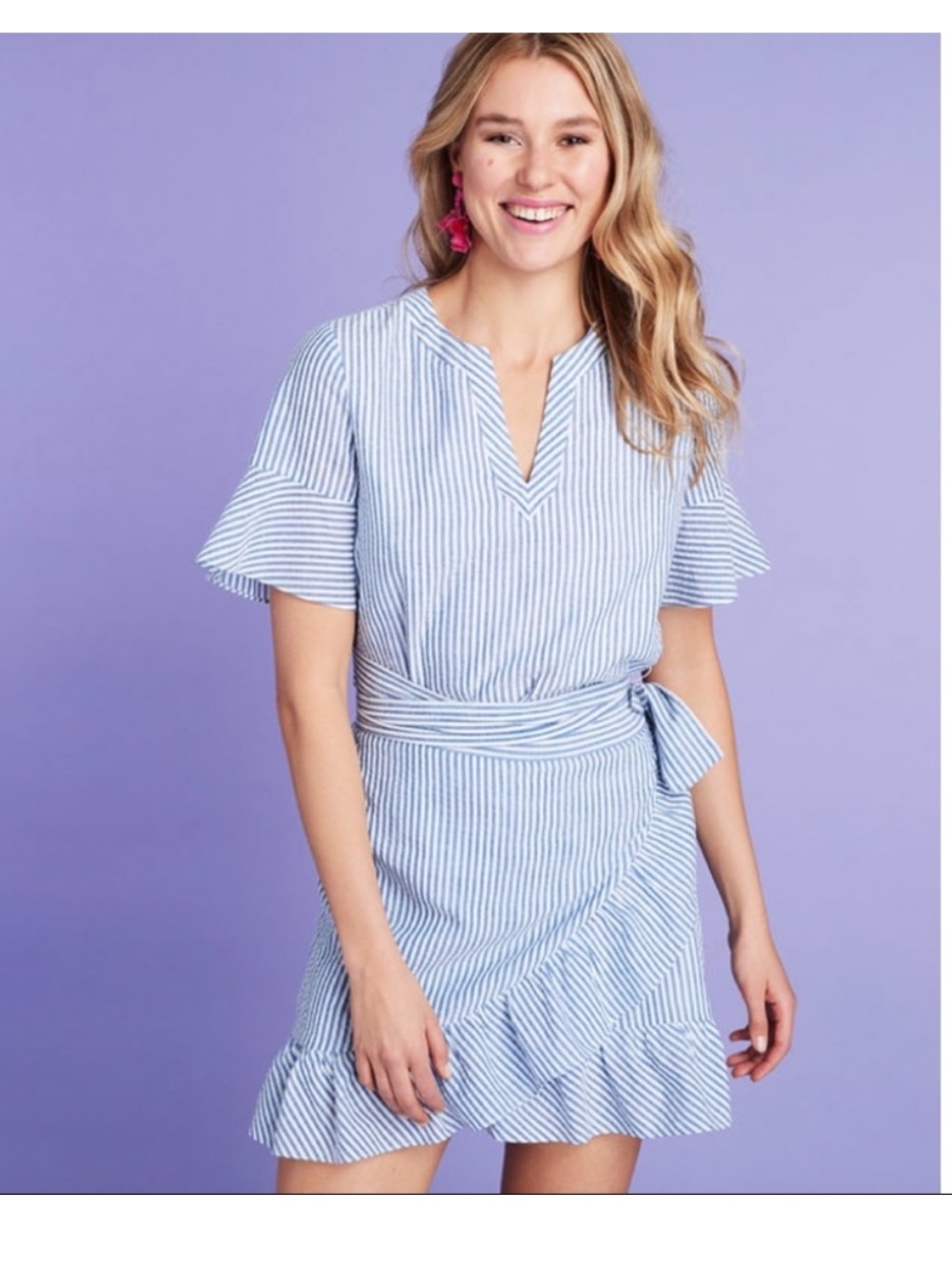 Vineyard Vines Seersucker Wrap Dress Size 8